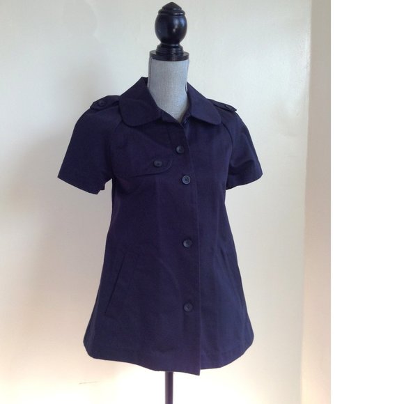 NEW Joes Jeans Short Sleeve Cotton Trench Coat Jacket Navy Blue XS - Picture 2 of 13